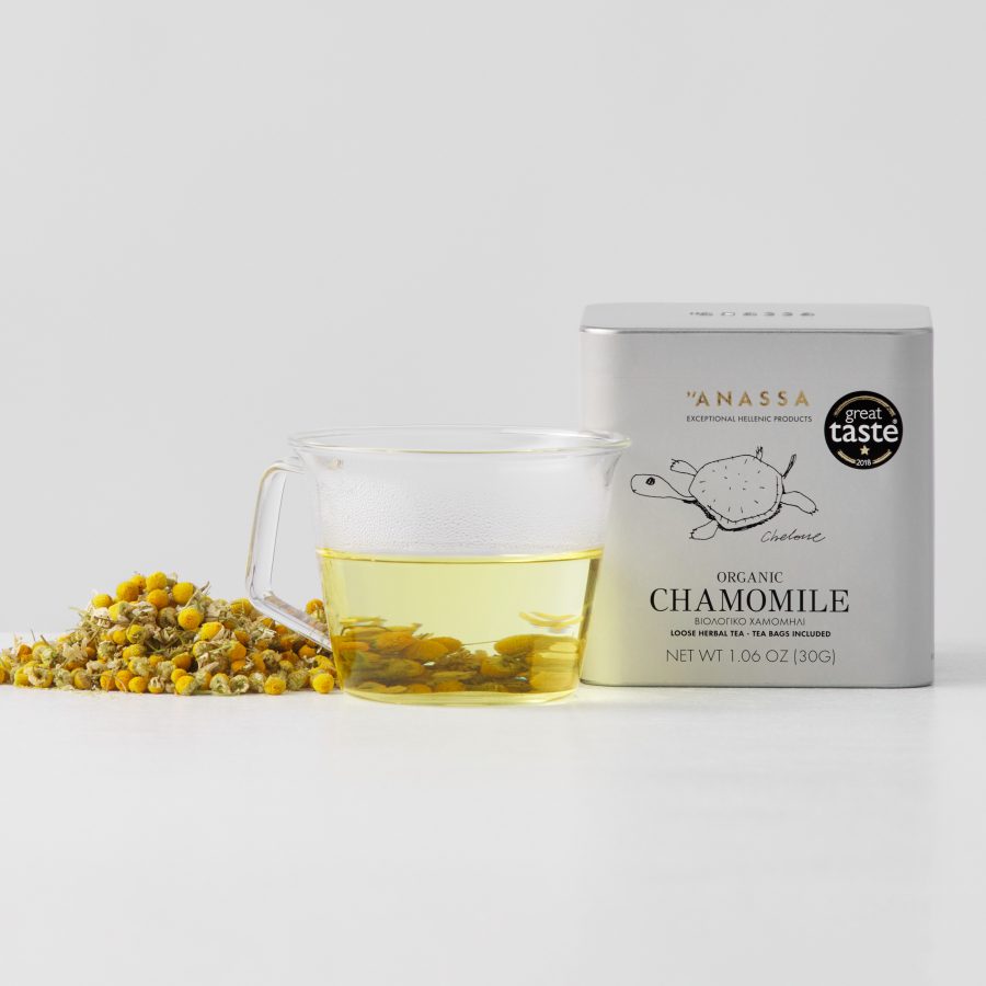 Anassa Organic Chamomile Tea tin box